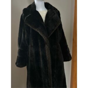 Faux Fur Long Brown Coat Tissavel France Medium